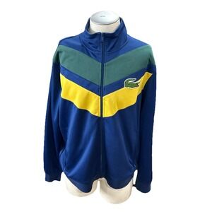 Lacoste Track Jacket Mens 8 Vintage Large Alligator Full Zip Blue Yellow Green
